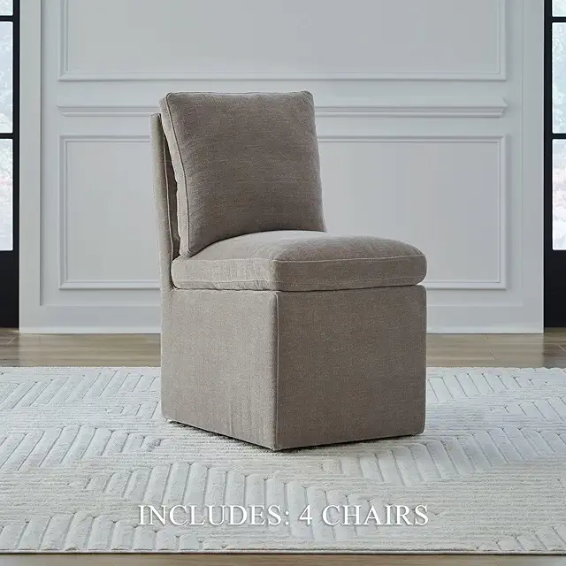 Liberty Furniture Accent Dining Chairs with Castors - Squared Back - Truffle Upholstry - Set of Four